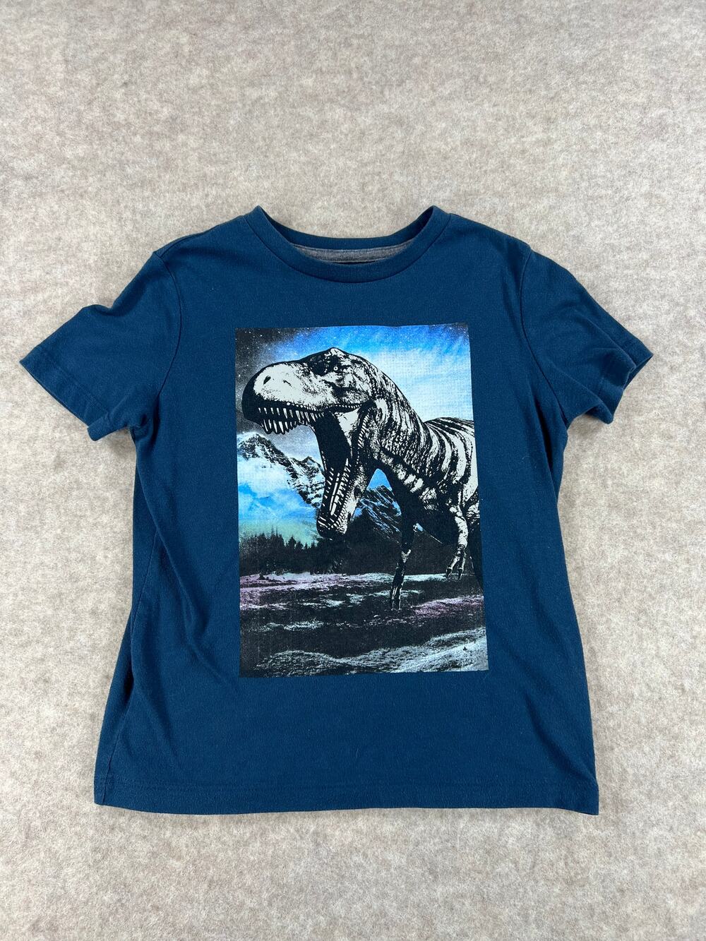 Old Navy Blue Dinosaur T Rex Short Sleeve Tshirt Boys Size 6/7
